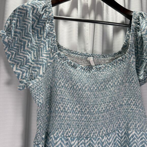 Daily Practice Anthropologie Blue Smocked Stretch Tiered Maxi Dress Size XL - Picture 3 of 10